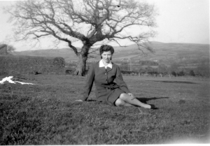 Megan Jenkins Robinson, with Carreg Cennen Castle in background (near Llandeilo, South Wales